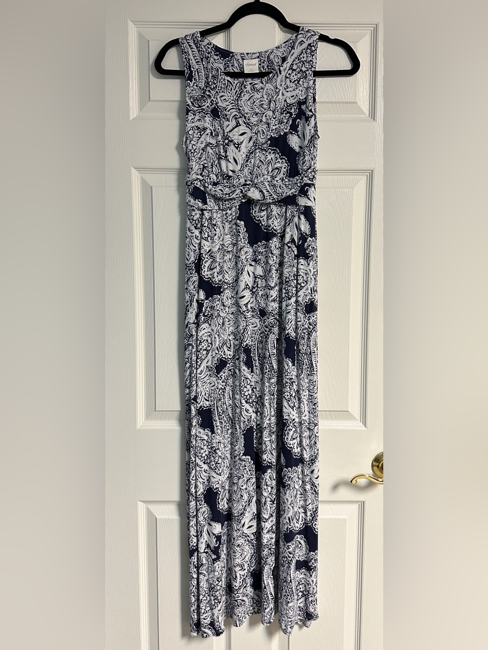 Soma Navy & White Paisley Print Maxi Skirt